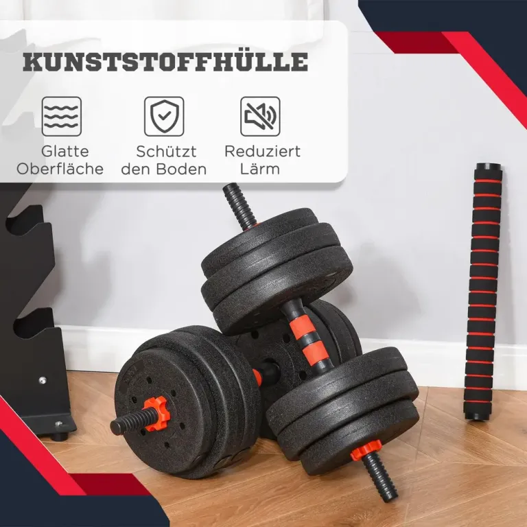 2-i-1 Hantelset 25 kg Hantel och Skivstång Professionell