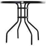 Runt Bistrobord Metall och Glas Elegant Trädgårdsbord med Parasollhål Väderbeständig Svart 80 Cm