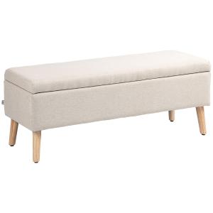 Förvaringsbänk, Linnelook, upp till 220 kg, Beige, 110 x 39 x 45 cm