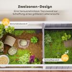 Sköldpaddshus Trä Vit och Grå för Utomhusbruk Terrarium med Fönster och Öppningsbart Tak Två Rum Säker Hage 104 × 53 × 82 cm