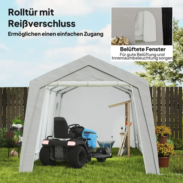 Tältgarage Garagetält Ljusgrå av PE 300 x 600 x 250 cm