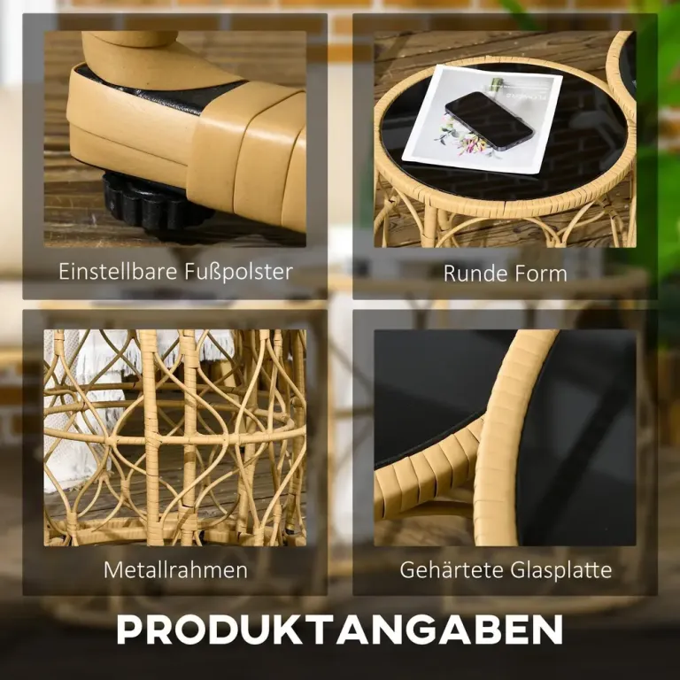 Sidobord Soffbord Khaki av Rotting och Glas Set 2