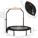 Studsmatta Fitness Rebounder Hopfällbar Svart av Stål och Tyg för Vuxna Ministudsmatta med Handtag 100 kg Ø 102 cm