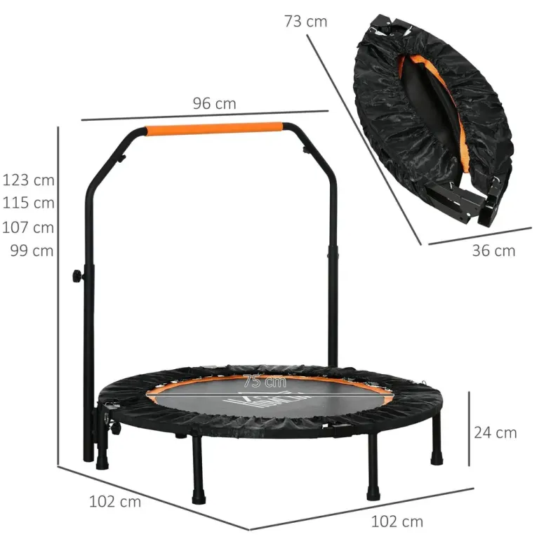 Studsmatta Fitness Rebounder Hopfällbar Svart 102 Cm