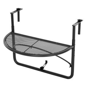 Halvrunt Hängbord för Balkong Smidigt Balkongbord på Räcket Justerbar Höjd Svart 30 Cm