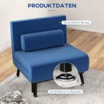 Sovstol Bäddfåtölj Mörkblå av Tyg med Linnelook och Metall för Gäster Hopfällbar Säng med Ryggkudde 75 x 70 x 75 cm