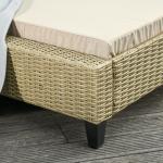 Solsäng i Konstrotting med Dyna, Justerbar Solstol i 5 Lägen, Väderbeständig Design för Avkoppling i Trädgården, Khaki, 72 x 198 x 30 cm