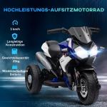 Elektrisk Barnmotorcykel med Ljus och Ljud, Laddningsbar, 3 km/h, Plast och Metall, Blå/Vit