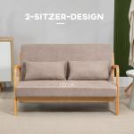 Soffa Loveseat 2-Sits Ljusgrå av Gummiträ och Sammetslook för Vardagsrum Tvåsits med Kuddar Modern Design 122 x 71 x 76 cm