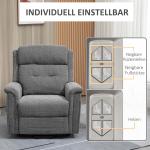 Elektrisk TV-Stol med Uppresningshjälp, Bekväm Relaxfåtölj i Tyg, Justerbar Liggfunktion för Seniorer, Grå, 89 x 96 x 108 cm, 170 kg