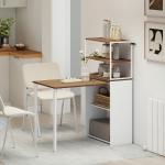 Skrivbord med Hylla Praktisk Natur Trä för Studier och Arbete Hopfällbar Design med 4 Hyllplan Platsbesparande 105x60x127 cm