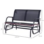 Gungstol Trädgårdsbänk Svart Metall för Trädgård och Terrass 2-Sits Parkbänk Väderbeständig och Bekväm 120 X 70 X 88 Cm