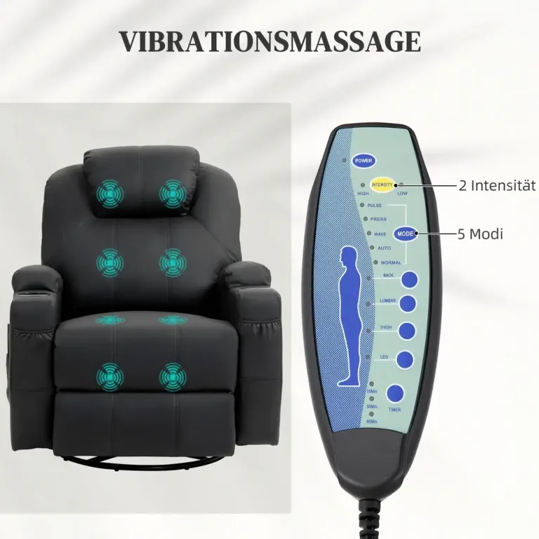 Relaxfåtölj Massagestol Grå av Tyg och Metall