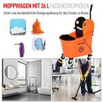 Städvagn med Mobil Hink och Vridanordning 36 L för Professionell Rengöring Svart Orange 54 X 41 X 91,5 Cm