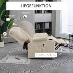 Elektrisk Relaxstol Fåtölj Kräm av Konstläder och Metall för Vardagsrum Massagestol med Ståhjälp och USB Fjärrkontroll