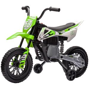Elmotorcykel för Barn, 12V, med Musik och Träningshjul, 3–6 År, Grön