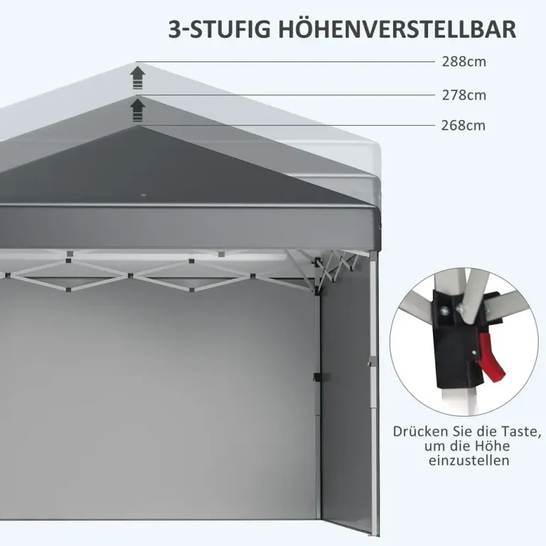 Hopfällbar Paviljong Campingtält Mörkgrå 2,97 x m