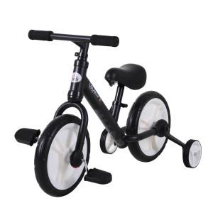 Balanscykel för Barn, 2-i-1 Barncykel med Träningshjul och Pedaler, 2–5 År, Justerbar Sitthöjd, PP, Svart, 85 x 36 x 54 cm