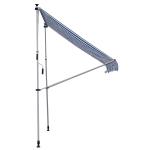 Fällbar Markis Klämma Markis Höjdjusterbar 200 X 150 Cm Aluminium för Terrass och Balkong Blå Vit