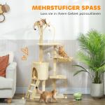 Klösträd Stabil Beige Sisal för Katter med Grotta och Leksaker Trappa Stor Plattform Klöspelare Mjuk Plysch 5 kg