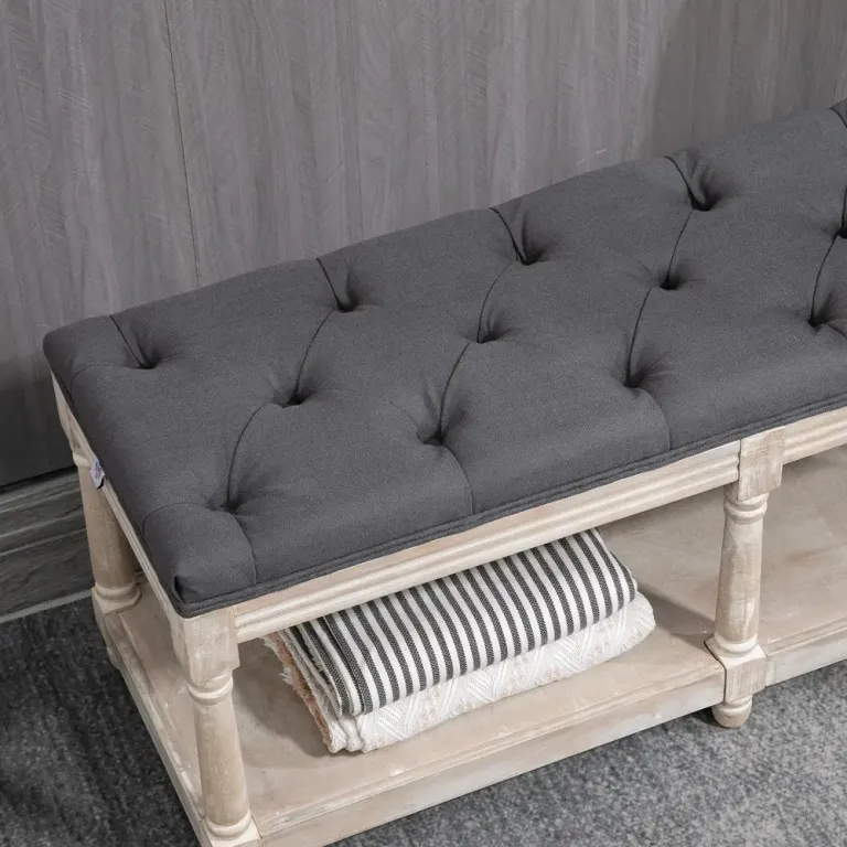 Skobänk Förvaringsbänk Grå av Linnelook 115 x 40 x 48 cm