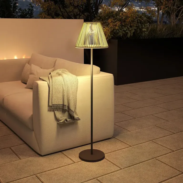 Solar Golvlampa Rottinglampa med Ljussensor 33 x 135 cm