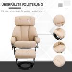 Elektrisk Massagestol med Liggfunktion, Bekväm Relaxfåtölj med 5 Massagelägen, Stilren TV-Stol i Konstläder, Krämvit, 84 x 92 x 109 cm