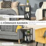 Sidobord med Hjul för Soffa eller Säng, Industriell Stil, Stål och Trä, Brun + Svart