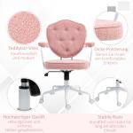 Kontorsstol Skrivbordsstol Rosa av Teddyfleece och Metall för Hemmakontor Ergonomisk med Vippfunktion