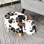 Djurpall Dekorativ Pall med Förvaringsutrymme Stoppad Pall Piggy Design för Vardagsrum och Barnrum Svart Vit 62 X 35 X 36 Cm