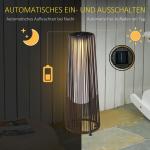 Solcellslampa i Rotting-Look, Dekorativ Trädgårdslampa med LED, Vattentät Utomhusbelysning, Brun, 21,5 x 21,5 x 61 cm