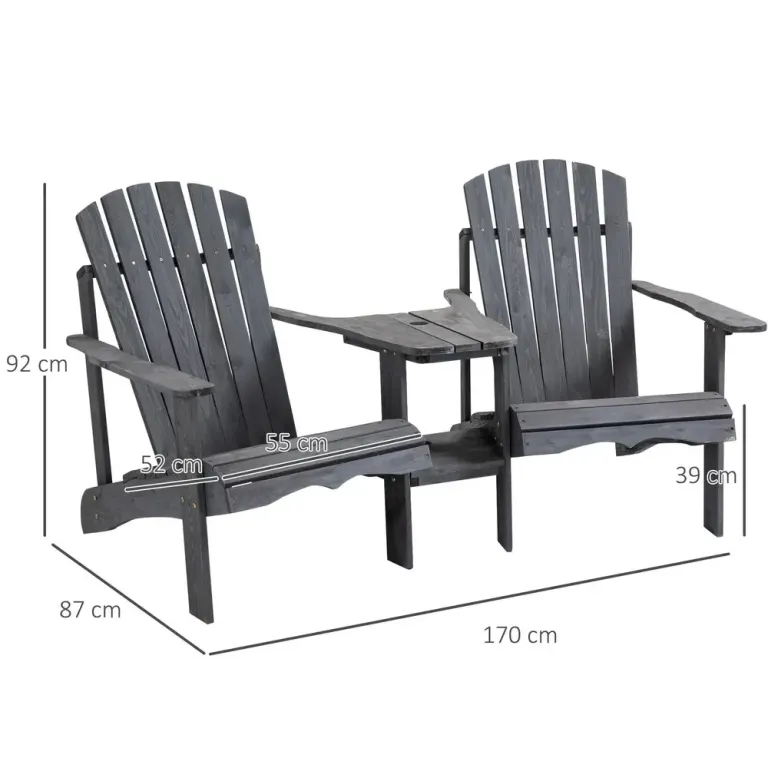 Adirondackstolar med Bord 3 Delar 170 x 87 x 92 cm