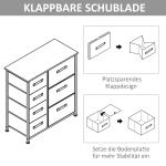 Lådskåp Byrå Grå av Fiberduk och Metall för Förvaring 7 Vikbara Tyglådor Platsbesparande Idealisk 63,5 x 30 x 71 cm