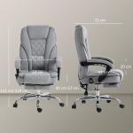 Ergonomisk Kontorsstol med Massagefunktion, Fotstöd, Vridbar och Rullbar, Grå