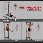 Power Tower Stabil Svart för Hemmaträning och Styrketräning med Klimmstång Dipstation och Sugkoppar för Hemmagym och Sport