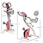 X-Bike 2-i-1 Motionscykel med LCD-skärm och Pulsmätare, Hopfällbar, 8 Nivåers Magnetiskt Motstånd, 1 Par Spännlinor, Stålrosa, 105 x 48 x 118 cm