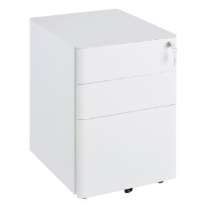 Rullcontainer Mobilt Arkivskåp 3 Lådor Kontorsskåp Stål Vit 39 X 48 X 59 Cm