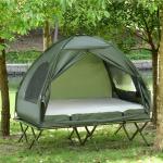 Förhöjd Campingsäng med Kupoltält och Luftmadrass Inkl. Pump Taft för Utomhusäventyr Grön 193 X 136 X 178 Cm