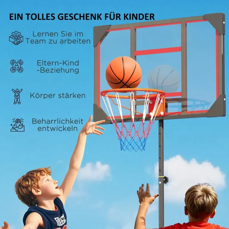 Basketkorg Basketstativ Utomhus Röd av Stål 210-260 cm