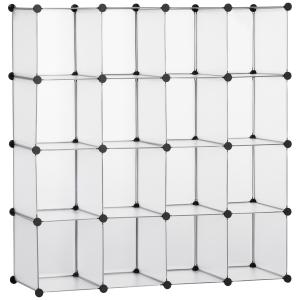 Hopfällbart Kubhyllsystem 16 Fack, Rymligt Förvaringsskåp i Plast, Praktisk Bokhylla för Barnrum, Vit, 125 x 32 x 125 cm