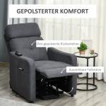 Elektrisk TV-Stol med Uppresningshjälp, Bekväm Relaxfåtölj i Tyg, Justerbar Liggfunktion för Seniorer, Grå, 71 x 94 x 104 cm
