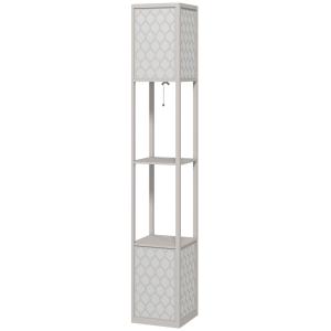 Modern Golvlampa med 2 Hyllor och Dragkedja, Svart+Vit, 26x26x156 cm
