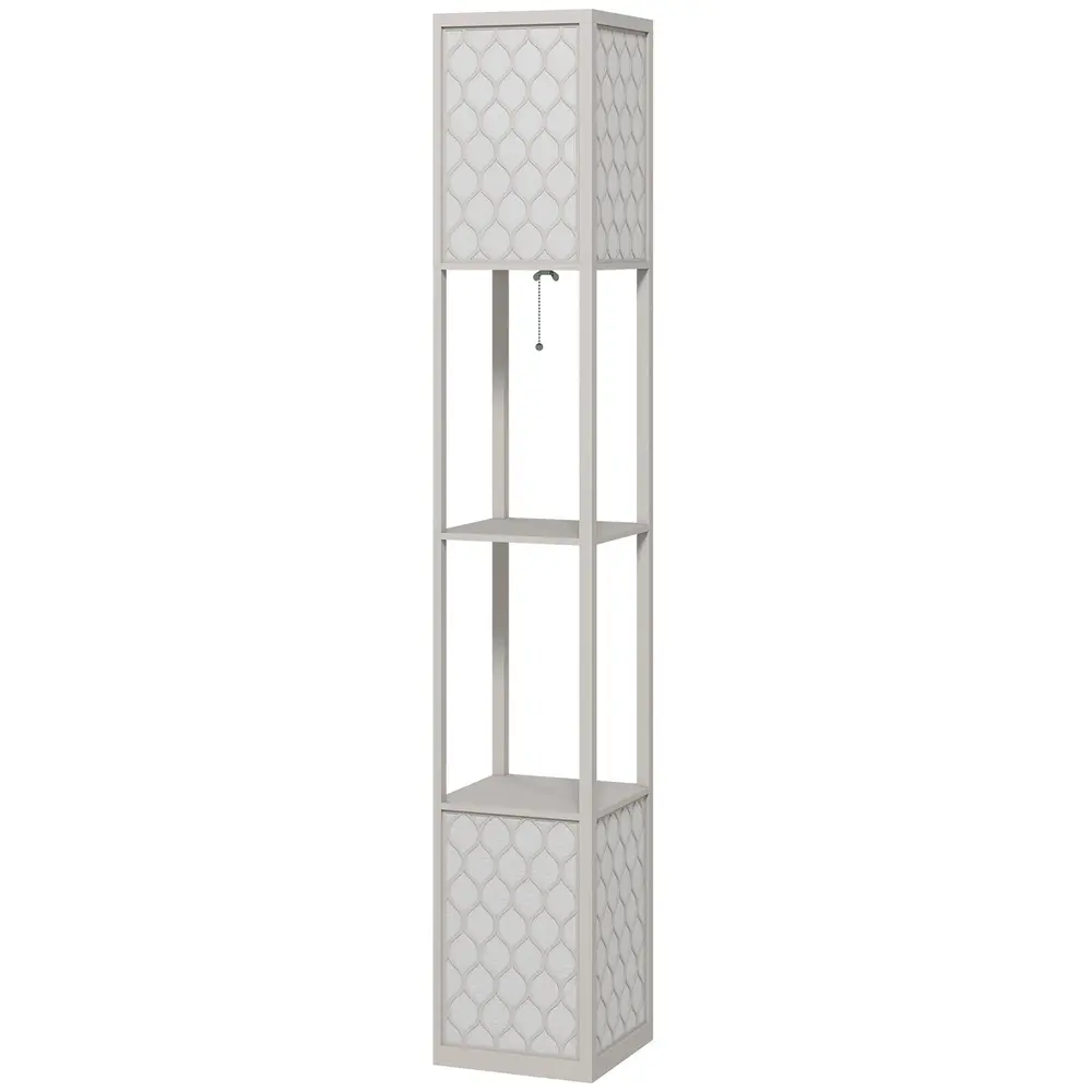 Golvlampa 2 Hyllor och Dragkedja Svart+Vit 26x26x156 Cm