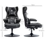 Gamingstol Datorstol Svart Grå av Konstläder och Metall för Kontor Ergonomisk med Högtalare 120 kg