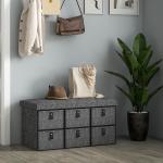 Skobänk Garderobsbänk med 6 Lådor Mörkgrå av Linnelook ve Tyg för Hall ve Entré Skokista för 6 Par Skor 76,5 x 38 x 38 cm
