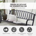 Hängande Trädgårdsbänk Metall 2-Sits Gungbänk för Avkoppling Väderbeständig Hängsoffa för Veranda och Uteplats Svart 127 X 60 X 53 Cm