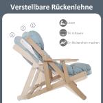 Fåtölj med Justerbart Ryggstöd och Ram i Bokträ för Vardagsrum Ergonomisk och Avkopplande Ljusgrå Bok och Tyg Upp till 120 kg