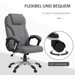 Kontorsstol Datorstol Grå av Linnelook och Metall för Bekvämt Arbete Ergonomisk med Vippfunktion och Nackstöd 66 x 75 x 110-120 cm