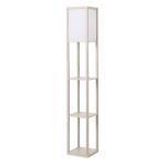 Golvlampa 3 Hyllplan Innerbelysning E27 upp till 40 W E1-MDF och Akryl Ek och Vit 26 X 26 X 160 Cm