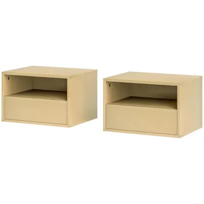 Sängbord Natur av Trä Set om 45 x 35 x 27,5 cm